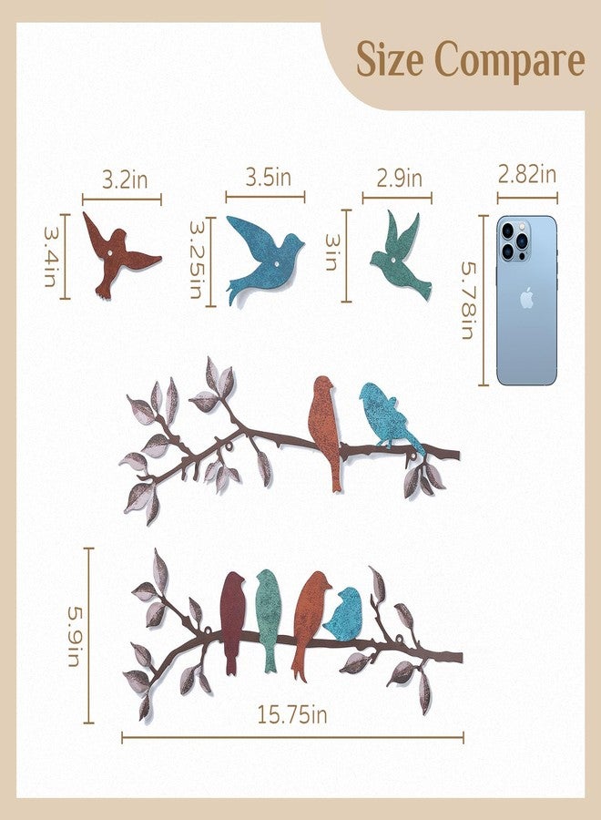 Walasis Metal Bird Wall Decor - Outdoor Birds on Tree Branch Decorative Wall Art Farmhouse Rustic Wall Sculpture Bird Ornament Hanging for Living Room Bathroom Kitchen Set of 5 - Image 4